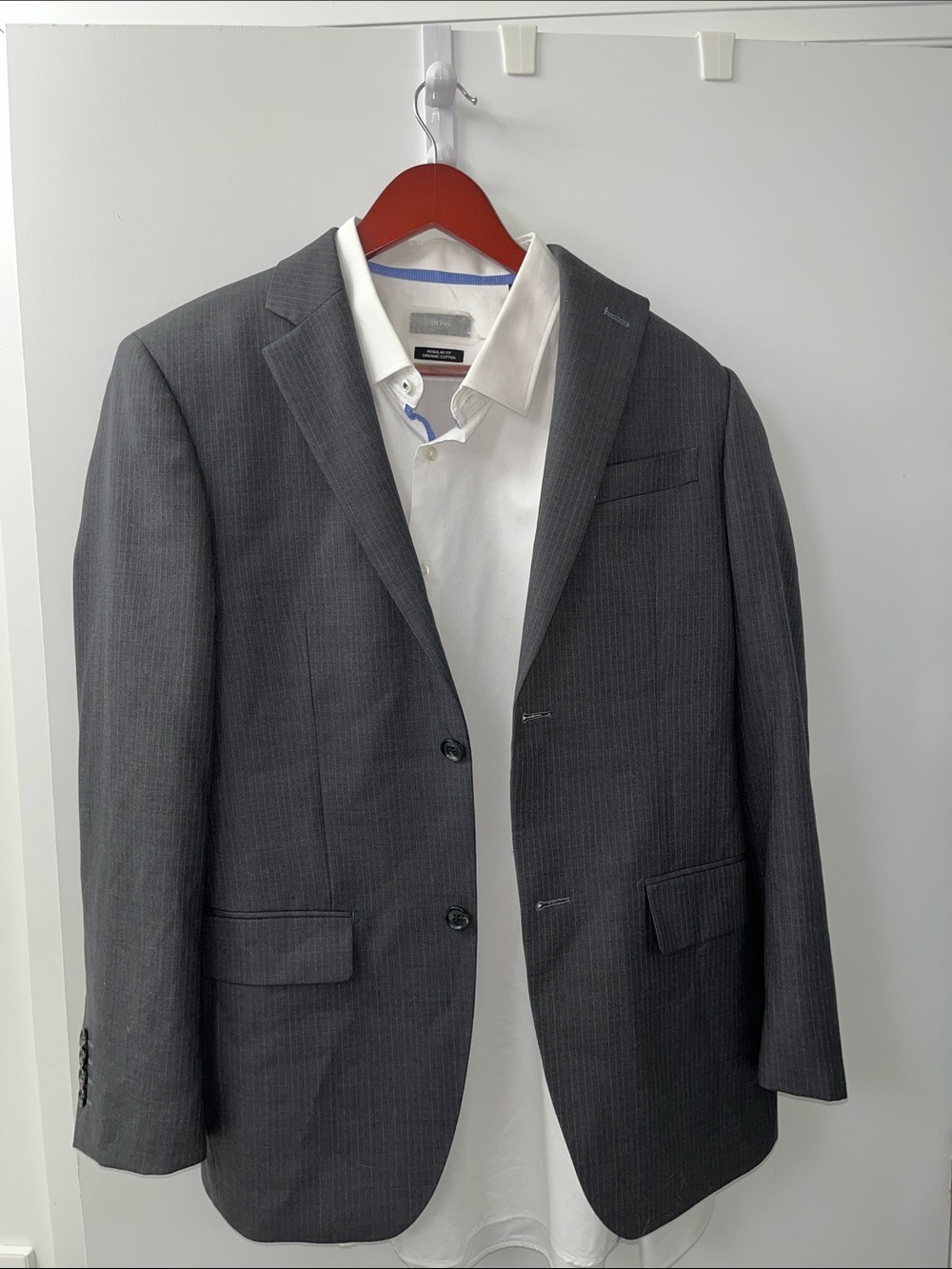 Daniel Hechter Dark Gray Pinstripe Two-Button Suit Jacket